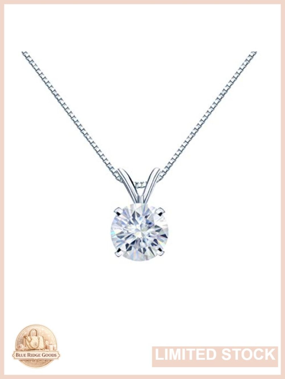 Round Moissanite Solitaire Pendant Necklace in 14K White Gold